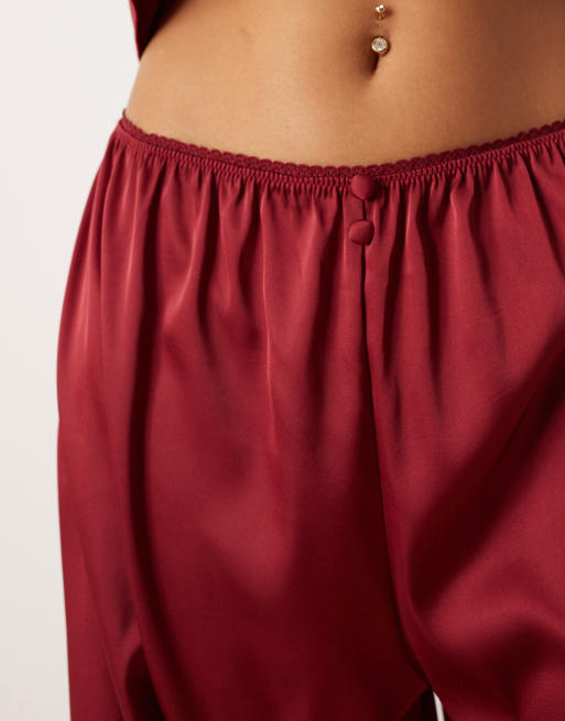Kat The Label Cindy mix and match wide leg pants in rhubarb red, 2 of 5