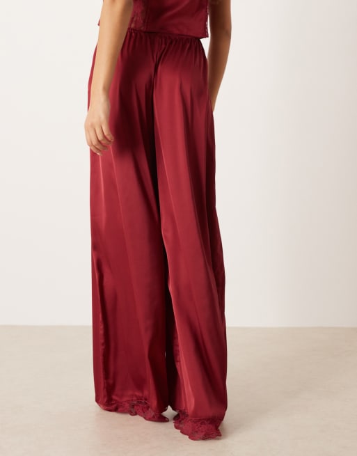 Kat The Label Cindy mix and match wide leg pants in rhubarb red, 3 of 5