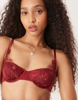 Kat The Label Dylan Satin Lace Underwire Bra In Pink