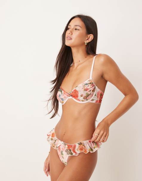 Kat The Label Isla frill detail thong in rose - view 1