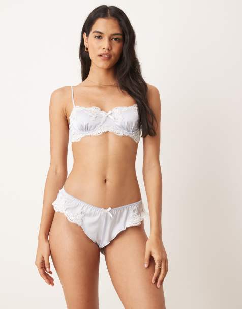 Kat The Label Jean satin high waist briefs in pale blue - view 1