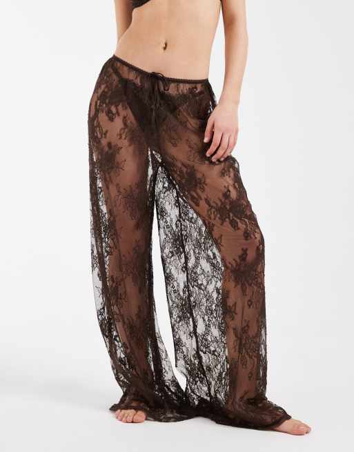 Kat The Label Lottie lace pants in espresso, 2 of 5