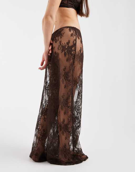 Kat The Label Lottie lace pants in espresso, 4 of 5