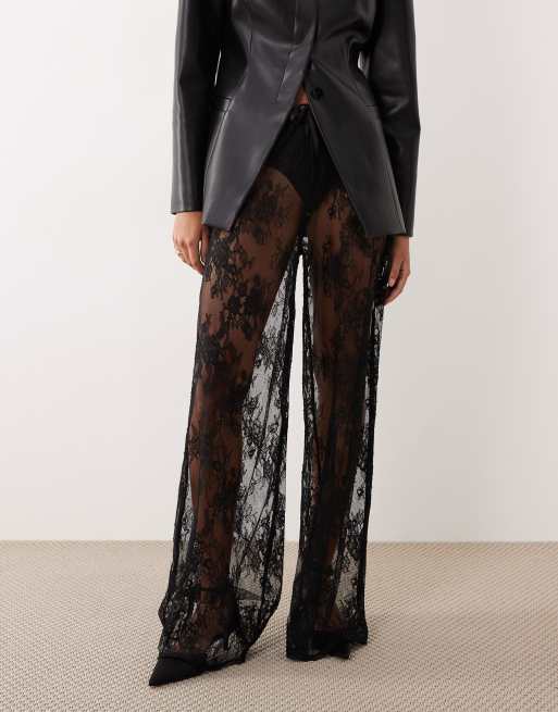 Kat The Label Lottie sheer lace loose fit pants in black, 2 of 5