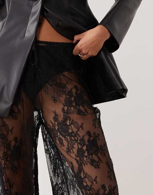 Kat The Label Lottie sheer lace loose fit pants in black, 3 of 5