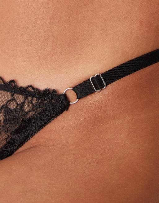 Kat The Label Mandy lace thong in black, 4 of 4