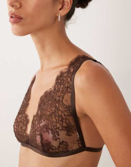 Kat The Label milly lace apex bralette in espresso, 5 of 5