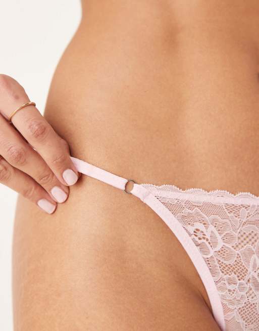 Kat The Label Rosie lace thong in baby pink, 4 of 4