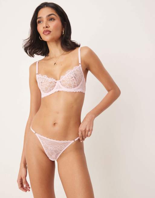 Kat The Label Rosie lingerie thong in baby pink