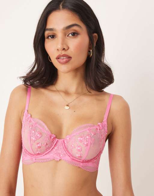 Kat The Label Sofia underwire bra in pink, 2 of 4