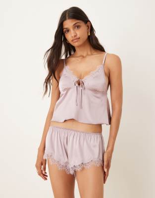 Kat The Label Sorrento Satin Lace Short In Pink