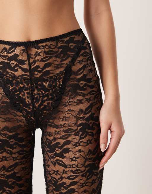Kat The Label Stevie lace flare trouser in black, 4 of 5