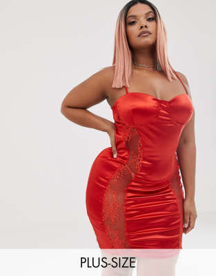 plus size red satin dress