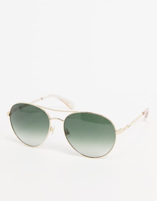 Kate Spade aviator sunglasses in gold | ASOS