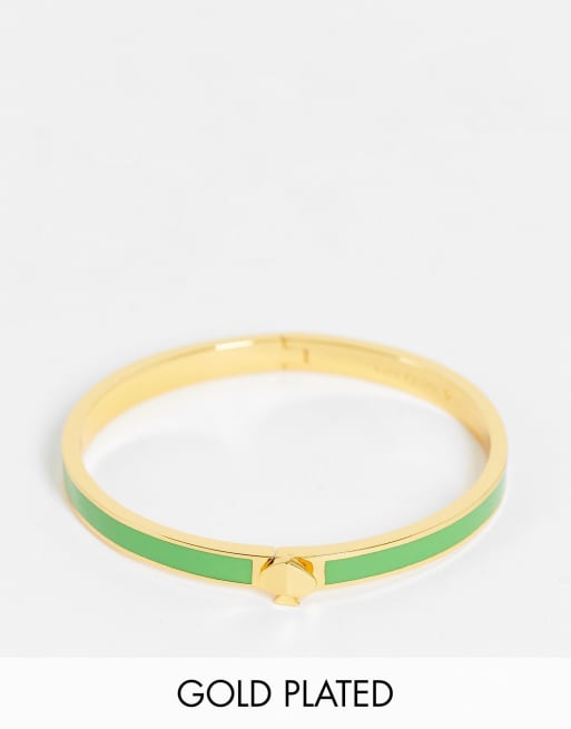 Kate Spade - Bracciale rigido smaltato verde con dettaglio a forma di picche