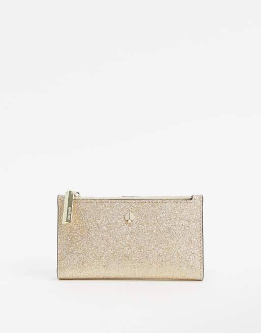 Kate Spade Burgess gold glitter card holder and coin purse