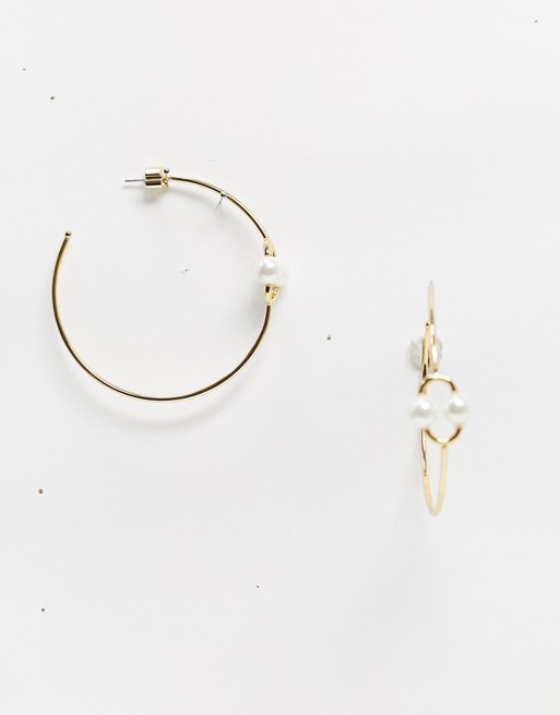 Kate Spade cluster tier hoop earrings in gold with pearl