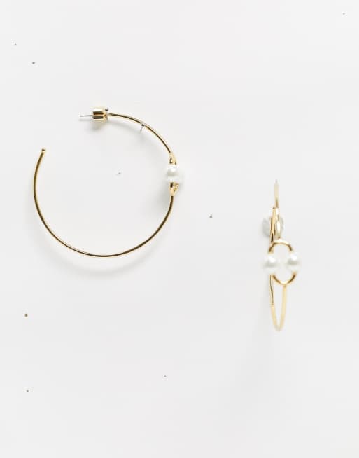 Kate Spade cluster tier hoop earrings in gold with pearl ASOS