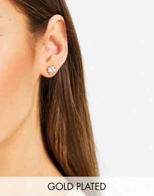 Kate Spade crystal spade cluster stud earrings in gold plated