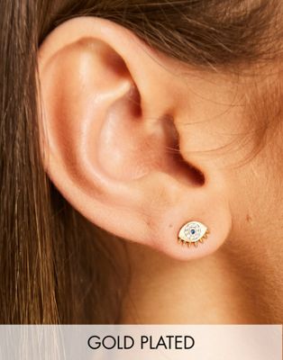 Kate Spade evil eye and heart pave asymmetrical stud earrings in gold plated