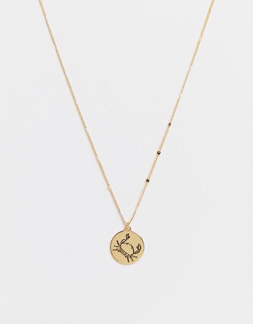 Kate Spade in the stars cancer pendant necklace with birthstone in gold