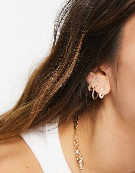 Kate spade pearl hot sale hoop earrings