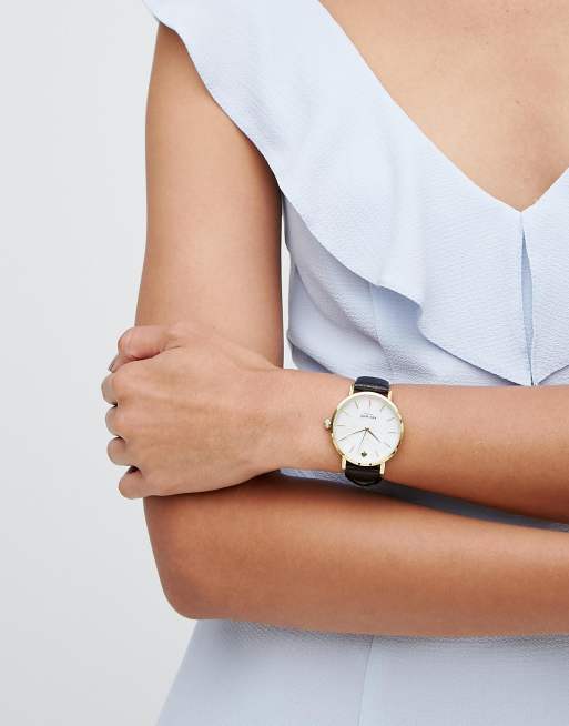 Kate spade black leather on sale watch