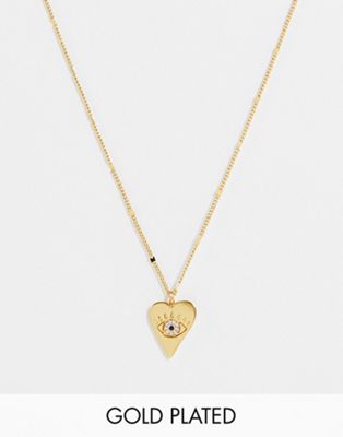Kate Spade pave evil eye and heart pendant necklace in gold plate