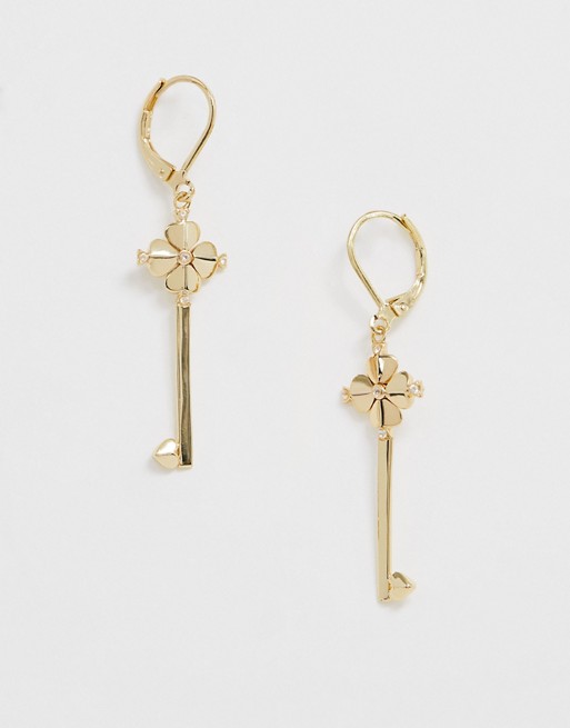 Kate Spade pave gold key pendant earrings