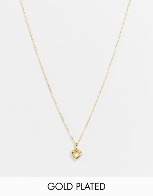 Kate Spade pearl heart pendant necklace in gold plate | ASOS