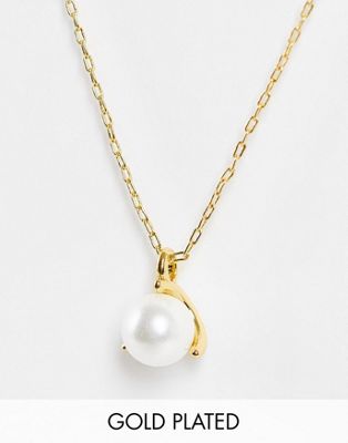 Kate Spade pearl pendant necklace in gold plate