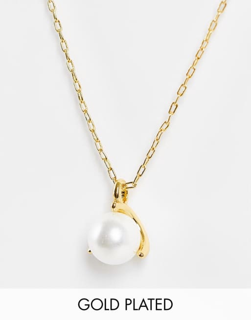 Kate Spade pearl pendant necklace in gold plate | ASOS