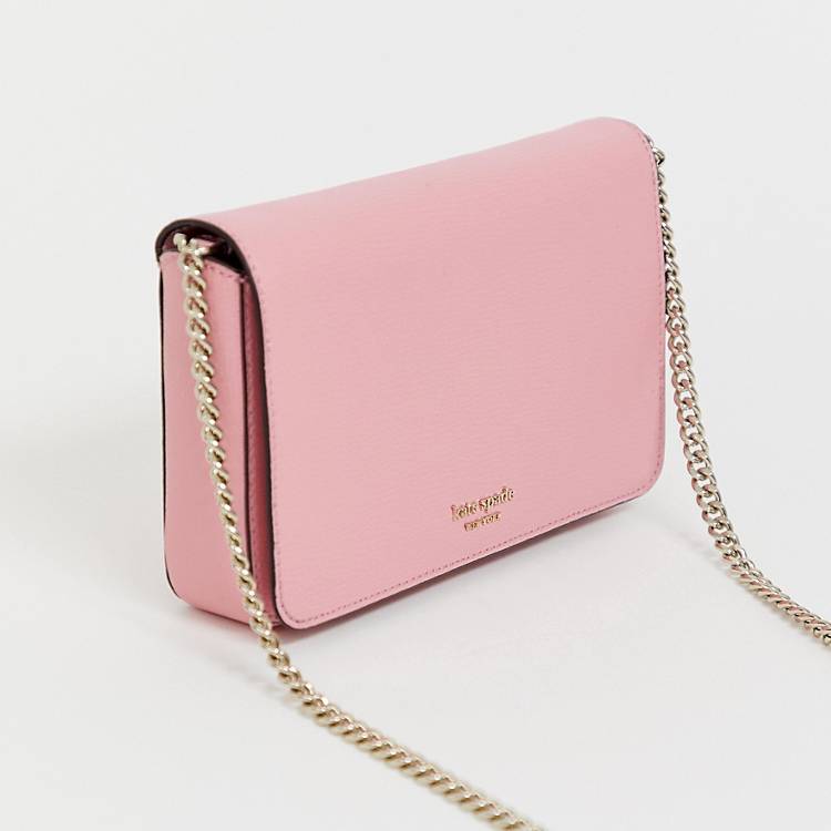 Kate Spade pink leather foldover crossbody bag with chain handle