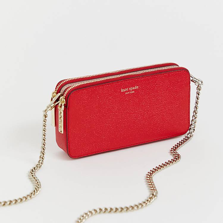 Kate Spade red leather double zip mini crossbody camera bag | ASOS