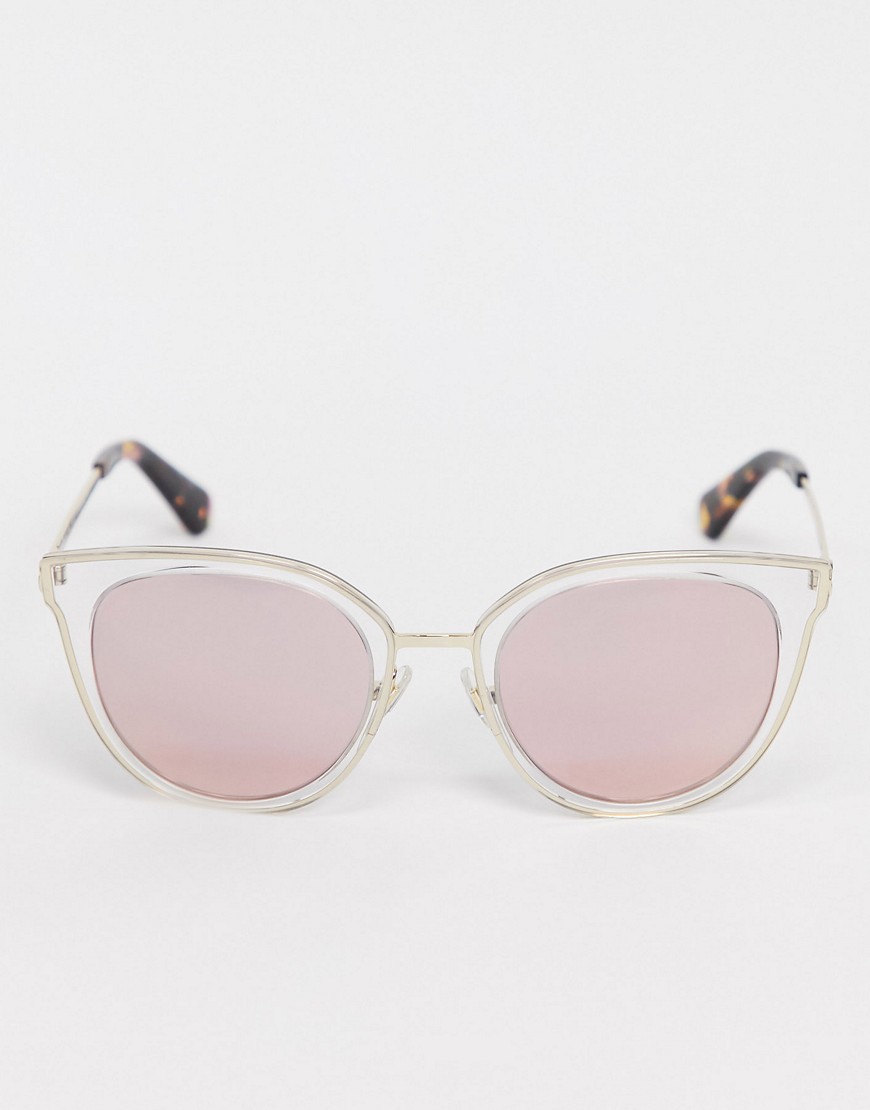 Kate Spade - Ronde zonnebril in wit met roze glazen