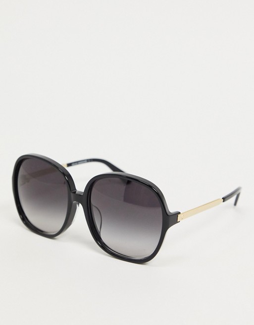 Kate Spade round sunglasses in gold with tortoise shell tips