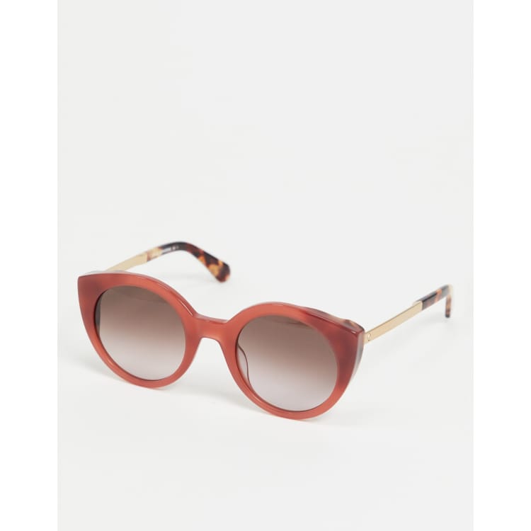 Kate Spade round sunglasses in pink with tortoise shell tips | ASOS