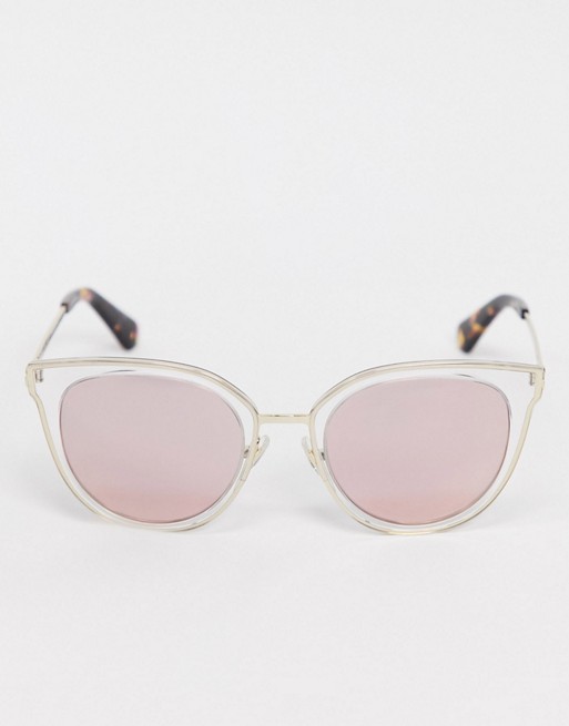 Kate Spade round sunglasses in white with pink lens