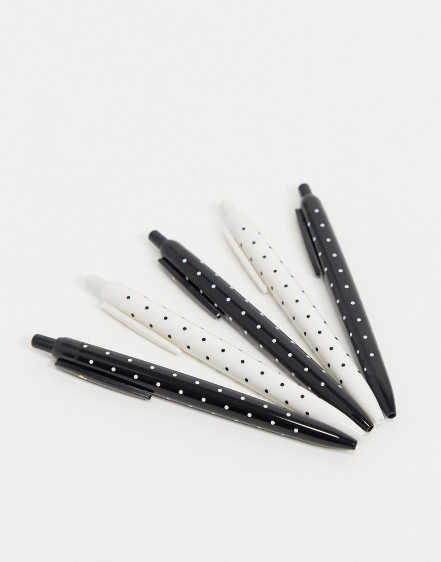Kate Spade - Set met vier pennen in zwart en crèmekleur-Multi