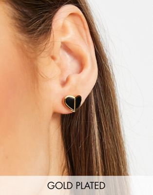 Kate Spade small heart stud earrings in black