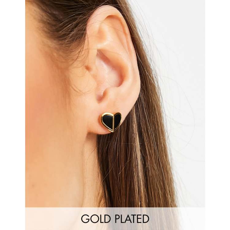 Kate Spade small heart stud earrings in black | ASOS