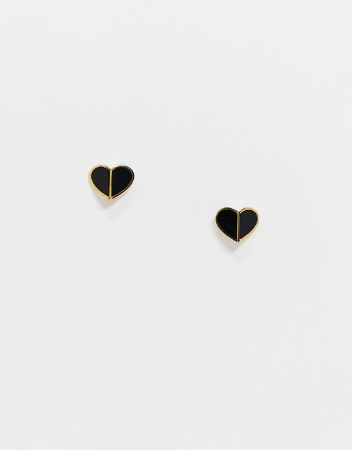 Kate Spade small heart stud earrings in black