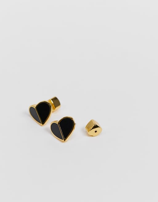 Kate Spade small heart stud earrings in black | ASOS