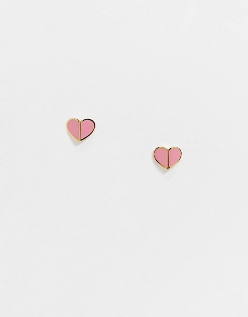 Kate Spade small heart stud earrings in pink