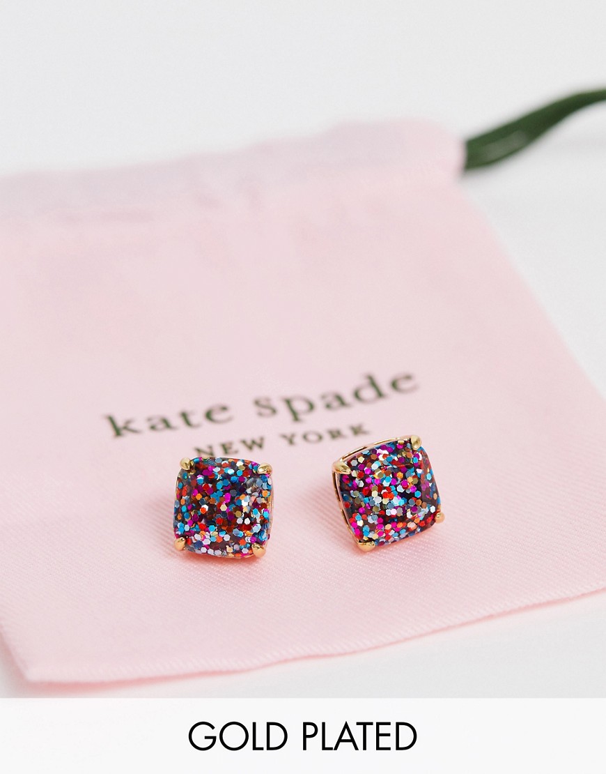 Kate Spade small sqaure multi glitter studded earrings