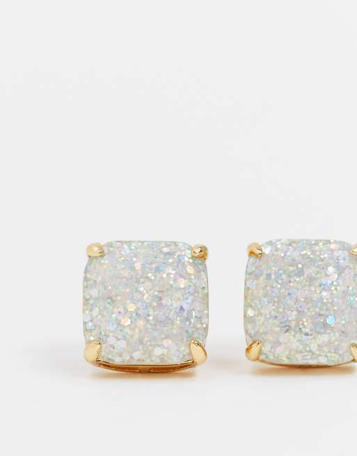 Kate Spade small square stud glitter earrings in gold plate | ASOS