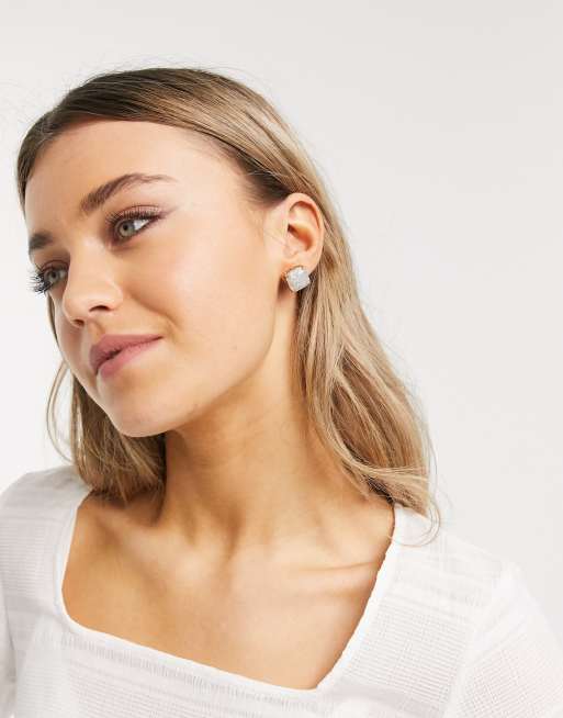 Kate Spade small square stud glitter earrings in gold plate | ASOS