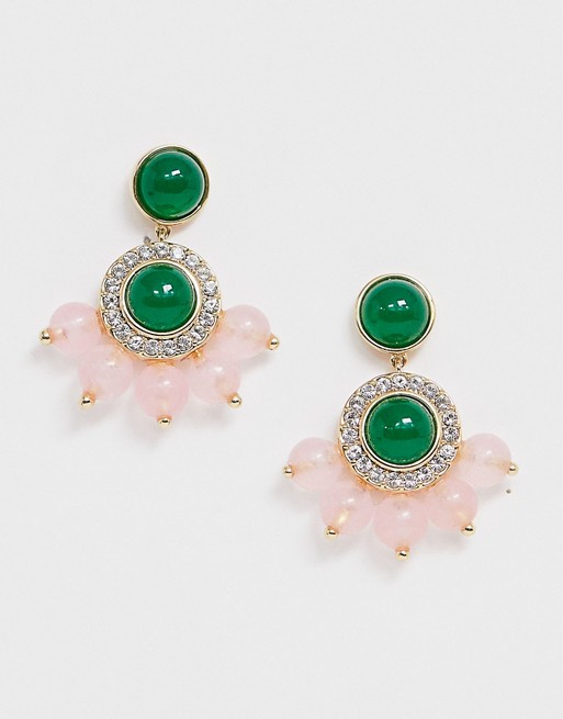 Kate Spade statement drop earrings in emerald and gold
