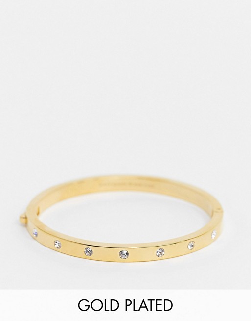 Kate Spade stone hinged bangle in gold plate