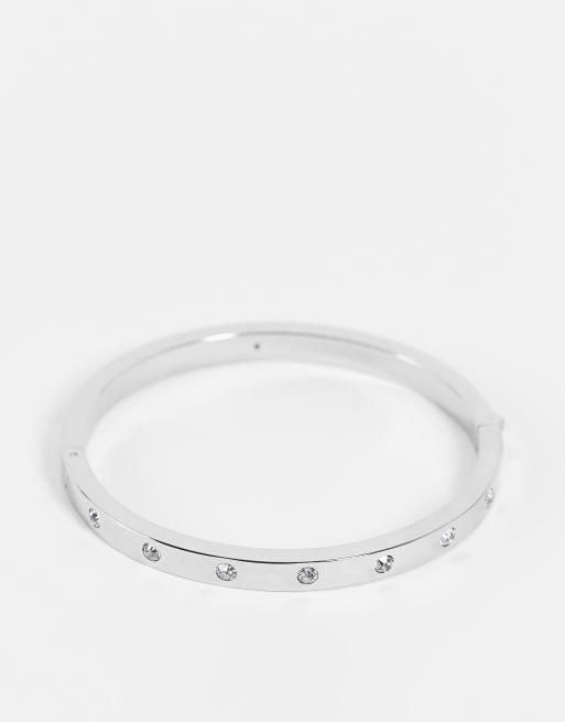 Kate Spade stone hinged bangle in silver